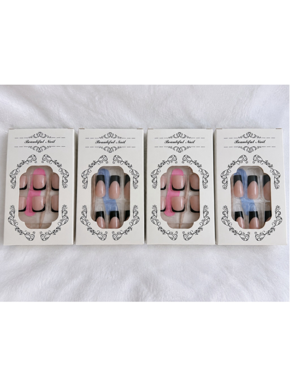 Women's Unbranded Press-On Nails One Size Nude and Black French Tip